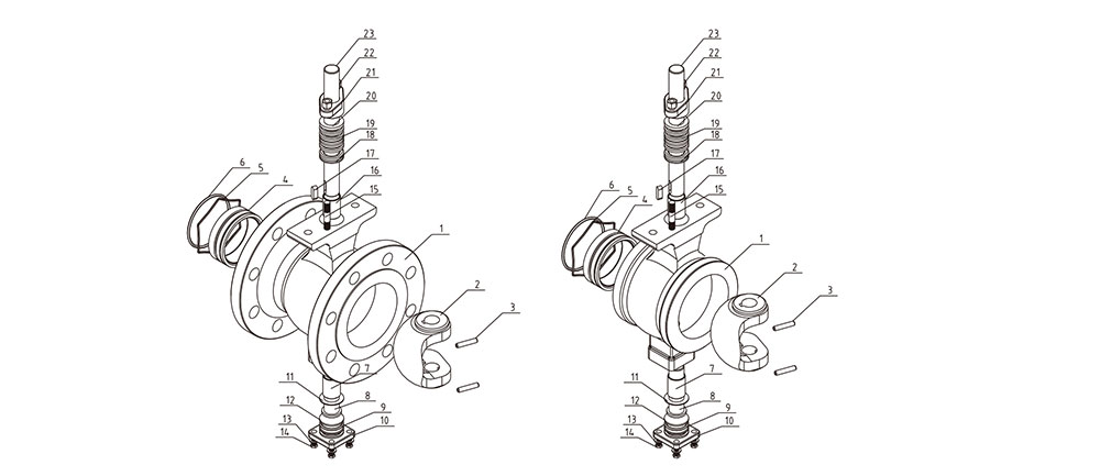 調節(jié)閥/法蘭V型球閥結構圖